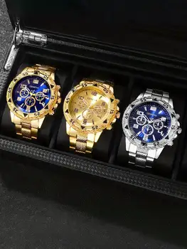 Luxury business large dial quartz watch