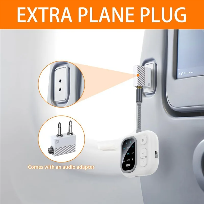 ABAC-Bluetooth 5.3 오디오 어댑터, 자동차 홈 비행기 항공 여행용 2 In 1 무선 오디오 송신기 수신기 AUX RX/TX