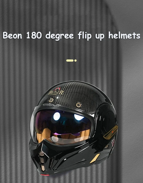Beon-カーボンファイバーモーターサイクルヘルメットB707,モジュラー  