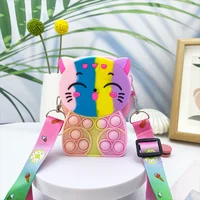 Girls silicone cute animal bag messenger bag coin purse kids stress relief pop toy stress relief bubble fun small gift shoulder 3