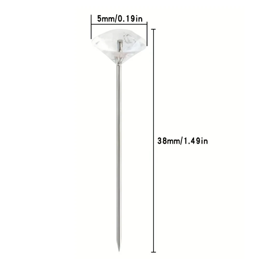 100/200pcs 다이아몬드 라인 석 머리 위치 바늘 스티치 바느질 핀 DIY 공예에 대 한 스트레이트 푸시 바느질 도구 액세서리