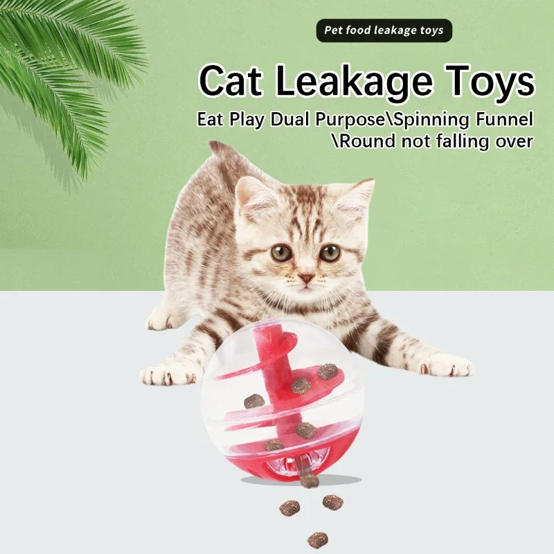 Cat Leak Eat Spiral Ball Educational Toys Resistant Bite Training Eat Play Dual Use Round Not Pouring Fun Food Leak Pet Supplies 1