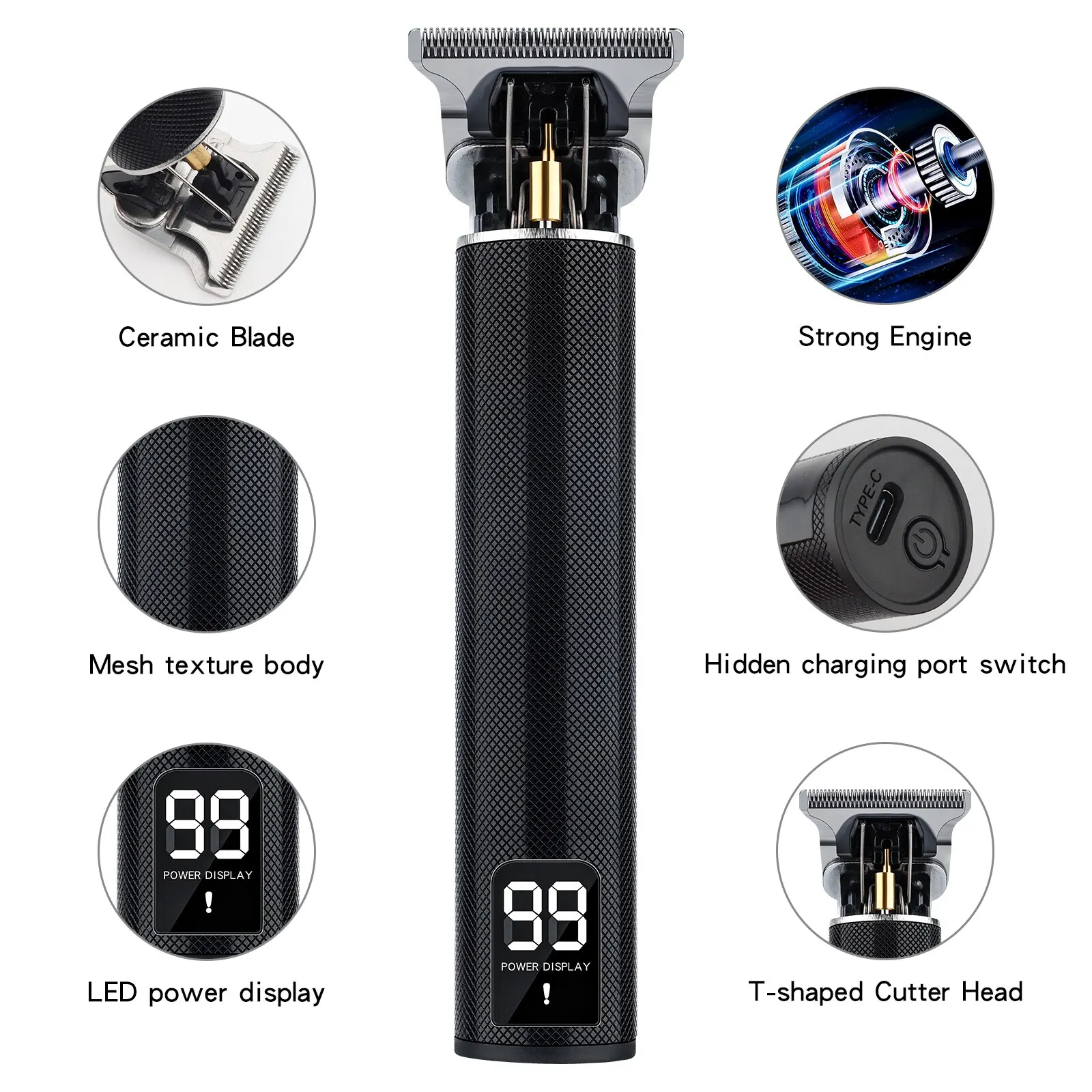 High Power Vintage T9 USB Hair Cutting Machine Hair Clipper Professional Cutter Trimmer for Men Barber Cordless Beard Trimmer Hair Clipper Hair Trimmer