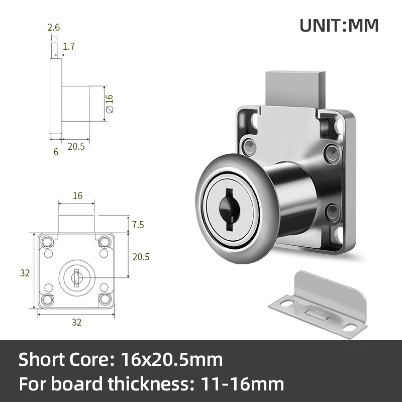 N168L-22-110-Keyed alike cabinet/drawer lock with 2 keys