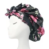 Soft Silky Print Satin Bonnet for Women Large Nightcap with Long Satin Ribbon Tie Band Bonnet Adjustable Wide Band Head Wrap Hat 3