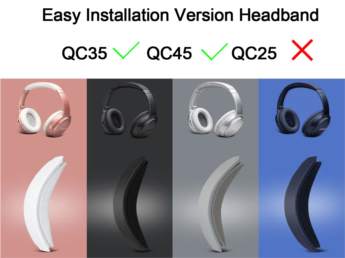 Easy Installation Headphone Headband Cover For Bose QC35 & QuietComfort 35 II QC45 Headphones