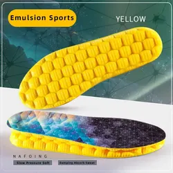 High Elasticity Sports Deodorant Insoles with 4D Cloud Technology - Yellow PU Sole for Enhanced Breathability and Comfort (Yellow)