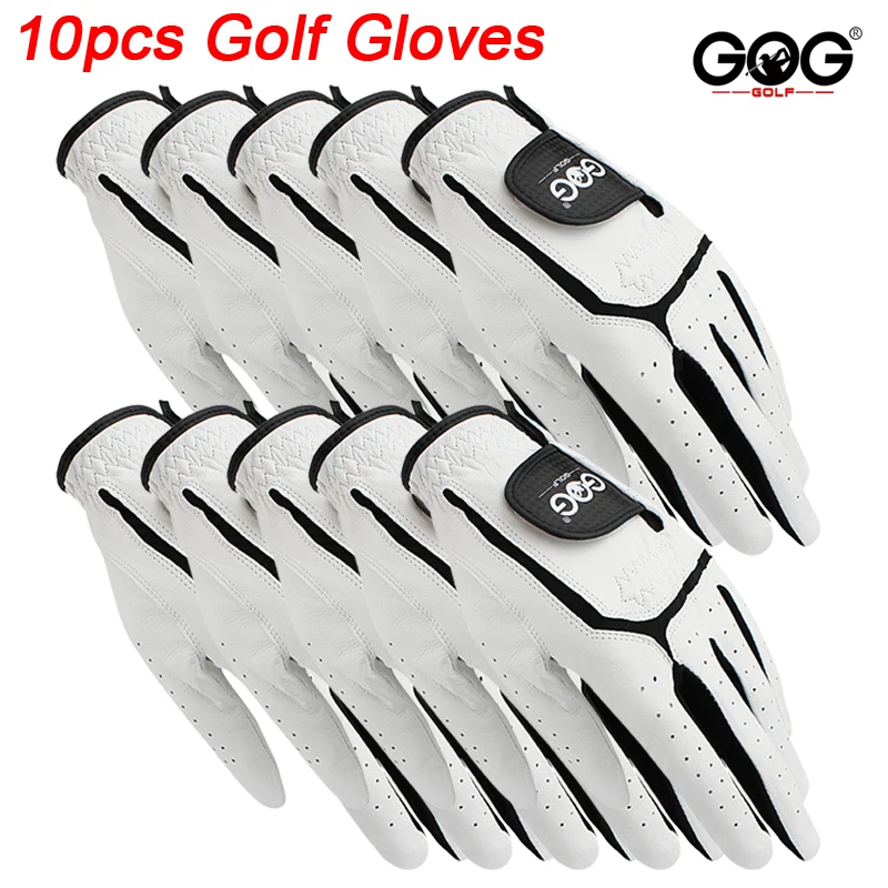 10pcs GOG golf gloves Professional Men's Genuine Leather sheepskin left golf glove for golfer soft Breathable new