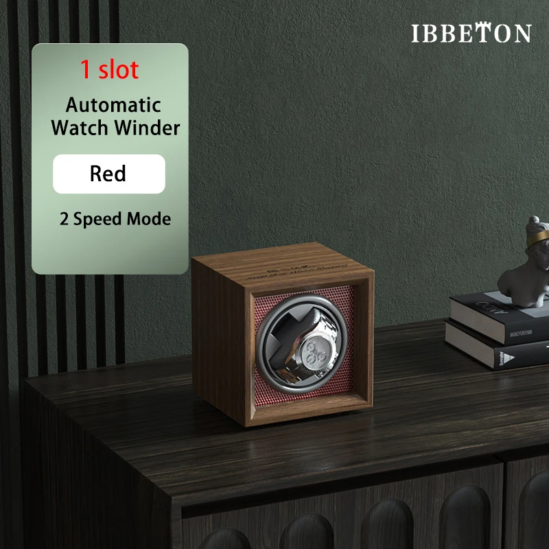 IBBETON  Luxury Brand Wood Watch Automatic Watch Winder 1 Slot Classic Wood Vertical Quad Mute Mabuchi motor  Watch Cabinet Cloc