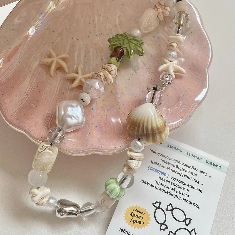 4 Charm Anti-Smarrimento Per Cellulari - Ciondoli Con Perle Di Conchiglia, Catene Colorate Per Telefono - Foto 6