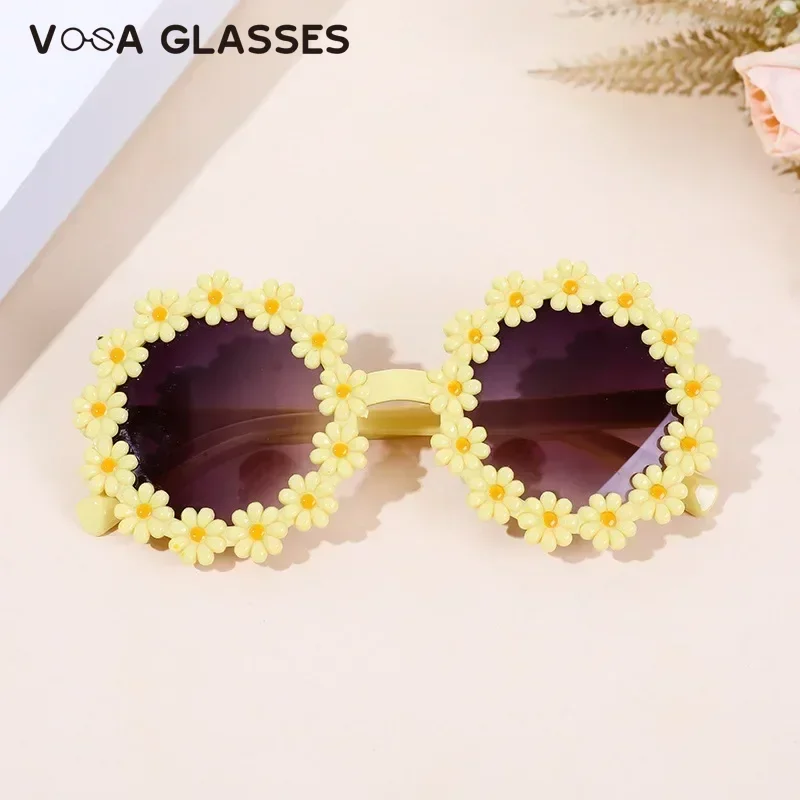 Girl Sunflower Round Flower Cute Ladies Fashion Sun Shade Glasses Children's Daisy Sunglasses Child Matching Sunglasses children sunglasses,kids sunglasses,fashion sunglasses
