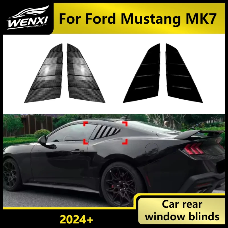 포드 머스탱 MK7 2024+ S650 글로스 블랙 ABS 무타공 3M 테이프 GT 에코부스트 다크호스용 리어 사이드 윈도우 루버 셔터 커버