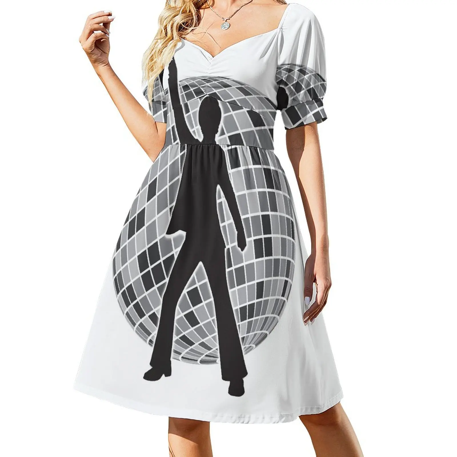 thumbnail image 1 of Vestido Disco de manga corta vestidos para ocasiones oficiales traje de verano para mujer ropa de mujer Vestido, 1 of 7