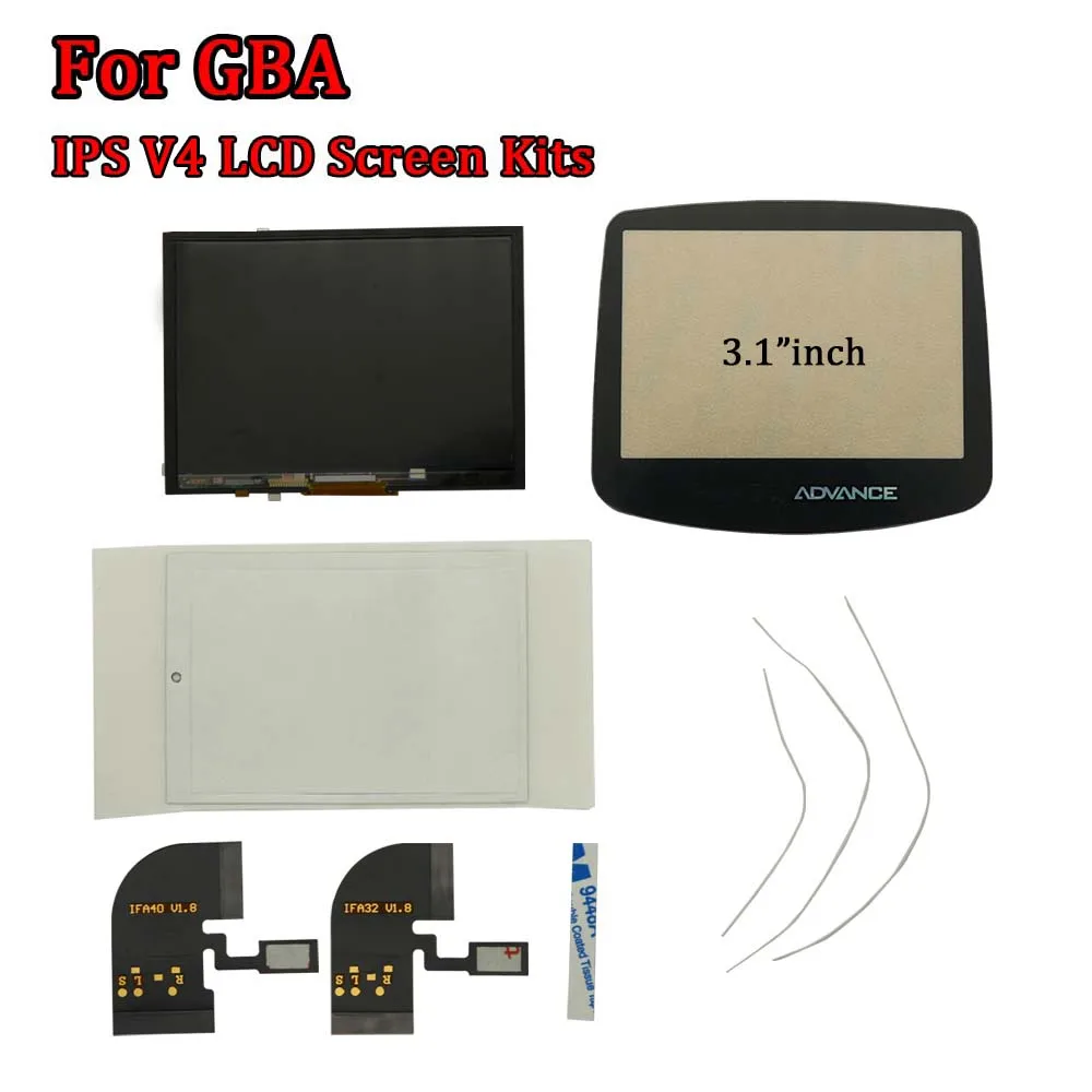 3.1 inch IPS V4 LCD Screen Replacement Kits With OSD Menu Function For Nintend GBA V4 15 Levels High Brightness