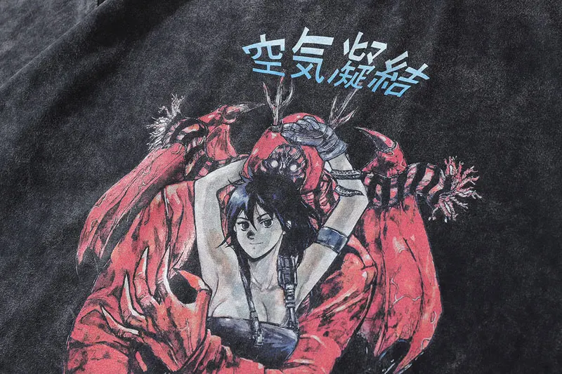 Camiseta de manga japonesa vintage de gran tamaño para hombre
