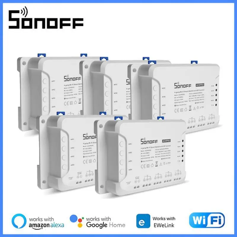 

SONOFF 4CH R3/ 4CH PRO R3 4 Gang WiFi Smart Switch Module eWeLink APP Interlock Inching Voice Control With Alexa Google Home