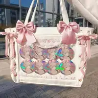 Japanese Sweet Women Ribbon Ita Bag Cute Lolita Girl Transparent Handbags Fashion Large Capacity Tote Bag Aesthetic Shoulder Bag - Image 4