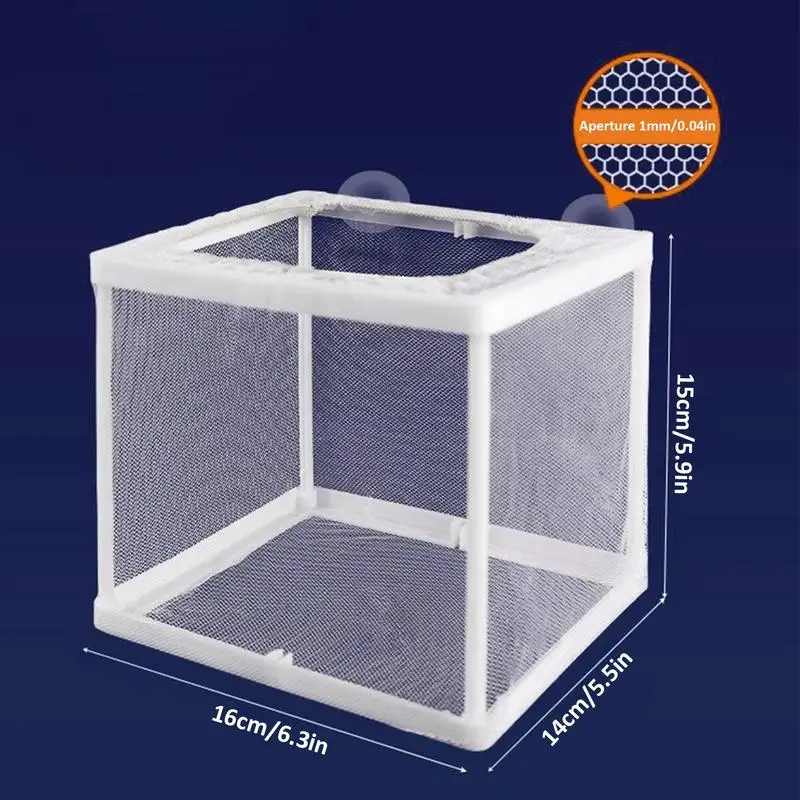 Breeder Box for Fish Tank Fish Incubator Mesh Box Juvenile Fish Separation Net with Suction Cups Fish Tank Incubator Mesh Box 6