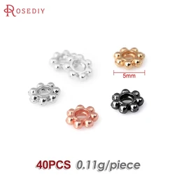 High - Quality 18K Gold & Silver Flower Spacer Beads - Silver Color (5MM 40PCS)
