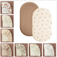 Drap-housse en mousseline de coton doux et respirant pour bébé, drap de lit universel pour nouveau-né, couleur unie, drap plat pour berceau pour nourrissons 1
