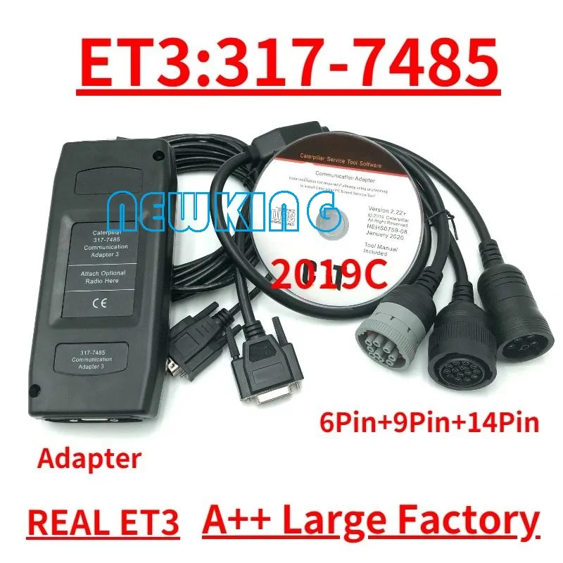 

317-7485 for Cater-pillar ET3 Communication Adapter Diagnostic Tool for CAT Truck Excavator Engine With 2019C 6+9+14pin cable