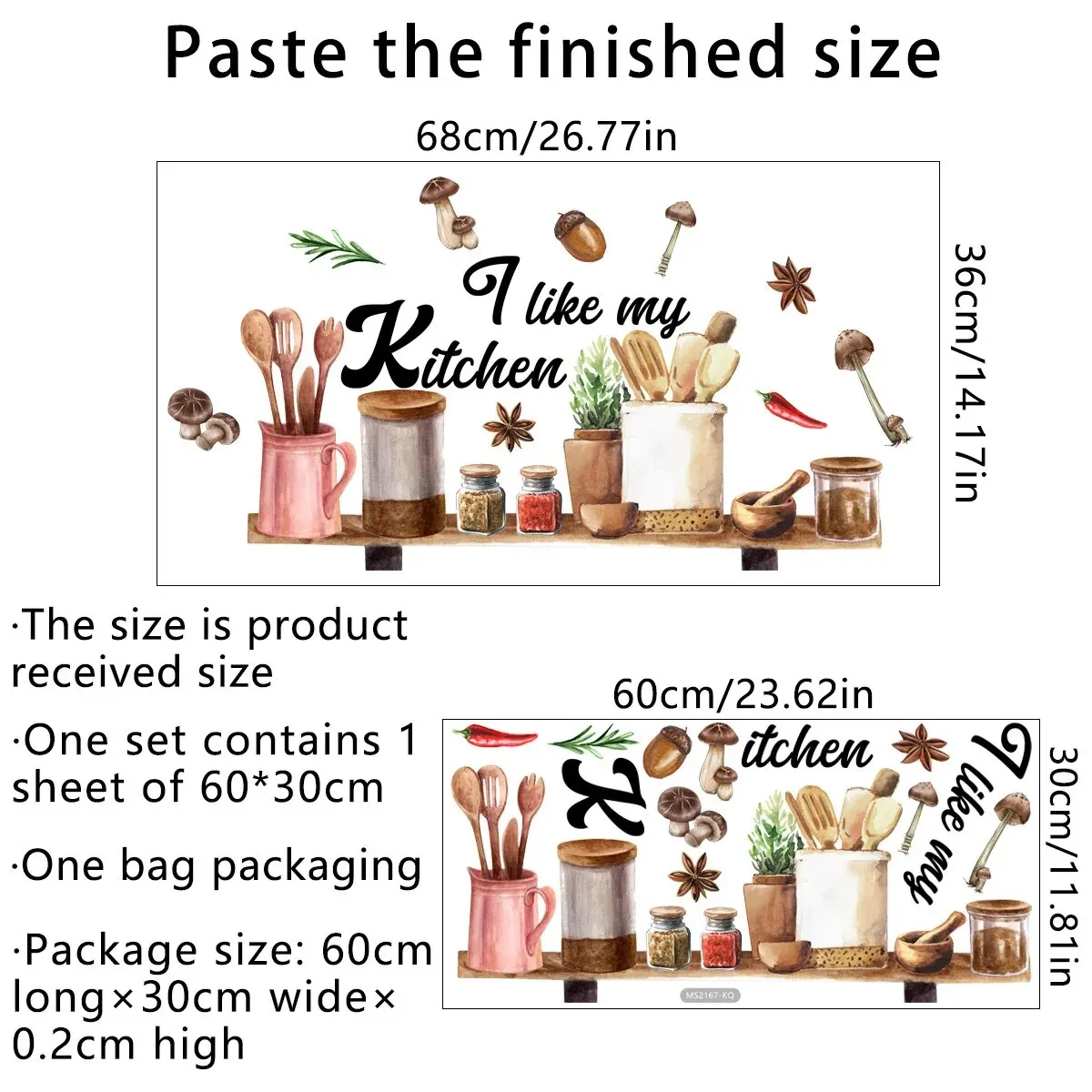 Kitchen Wall Sticker Tableware Ingredients Seasoning Decoration