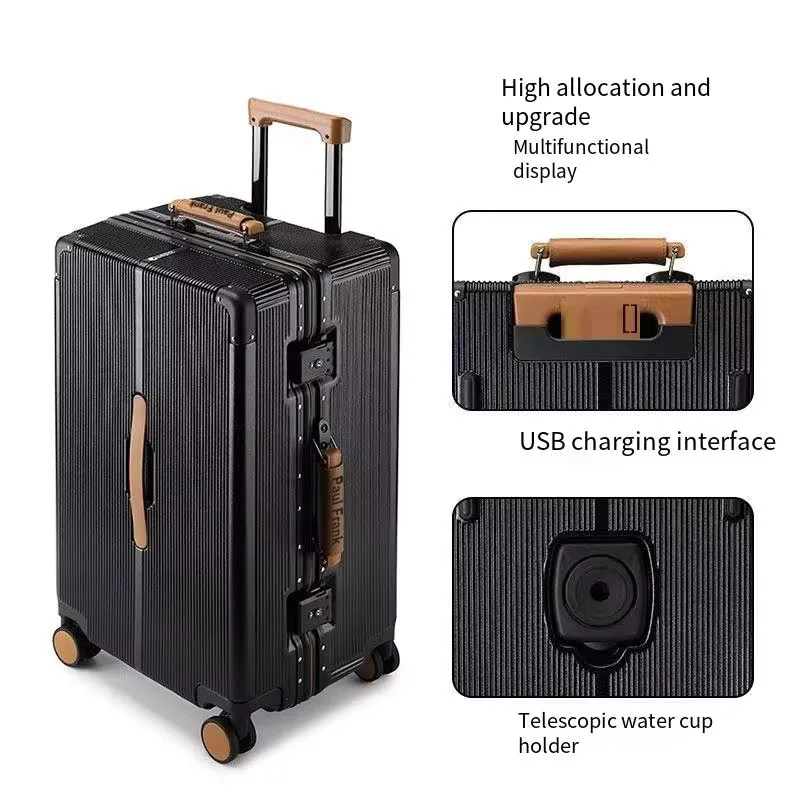 KLQDZMS maleta de viaje de mano maleta de embarque con cremallera de 20 pulgadas cubierta de carrito con marco de aluminio 24 "26" 28 "ABS + PC equipaje de cabina para hombre