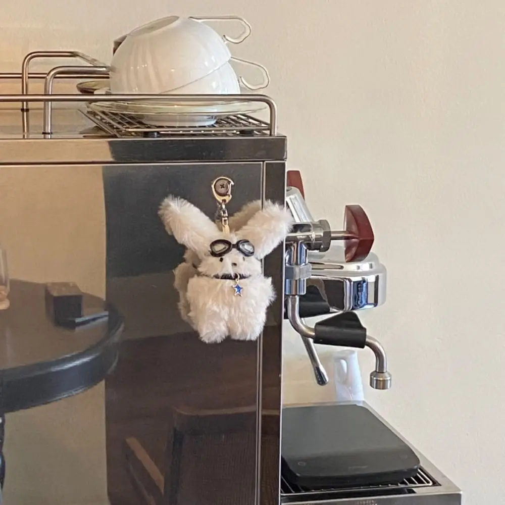 Maltese Wear Glasses Plush Pilot Rabbit Doll Key Chain Bag Charms Cartoon Design Long Ear Dog Key Ring Key Ring Pendant jewelry necklace ring earring organizer display stand wooden nature sunglasses glasses frame holders storage jewelry store decor