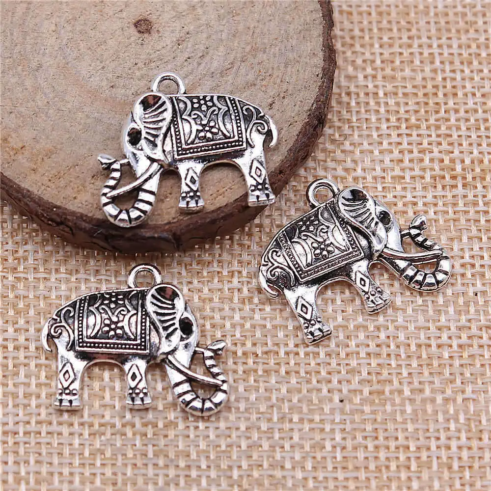 

Couple Pendants Double Sided Thai Elephant Charms Charms For Jewelry Making 20x24mm 5pcs