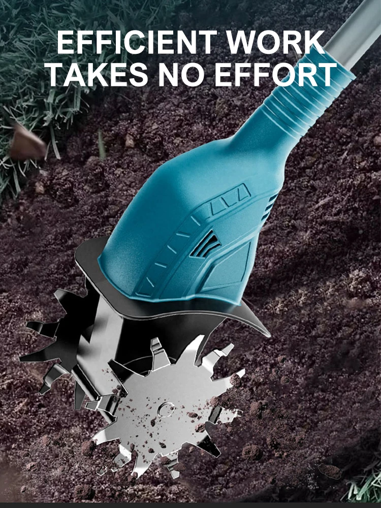 Garden Cultivator Electric Tiller For Makita 21V Battery Powerful 300W Cordless Rotary for Turning Soil