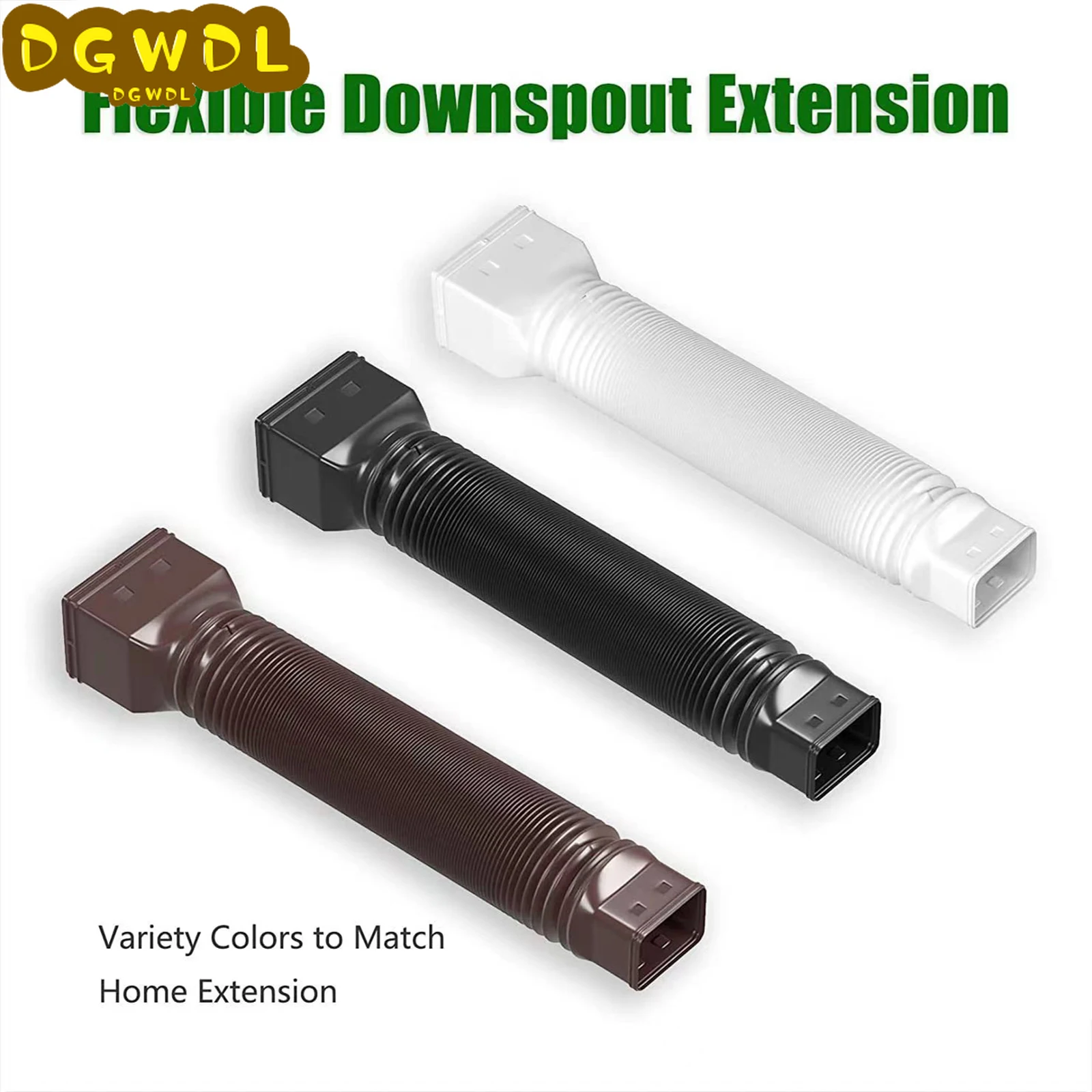Rain Gutter Downspout Extensions Flexible Drain Downspout Extender Connector with 3x4in and 2x3in Connectors Screws for Included