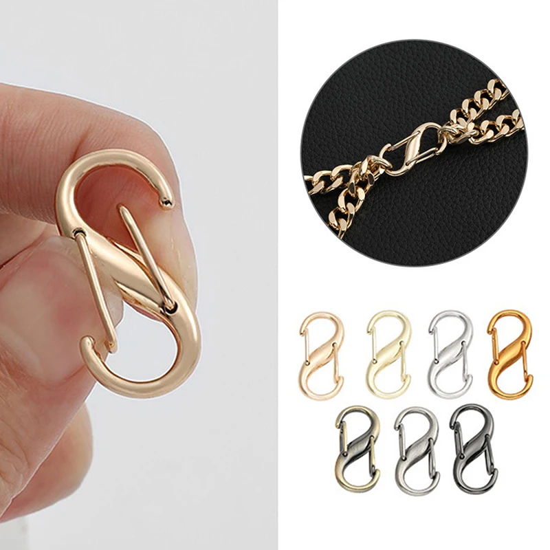 

2Pcs Adjustable Alloy Chain Bag Clasp Removable Buckle Bag Accessory Chain Extension Shortening S Type Shape Clasp