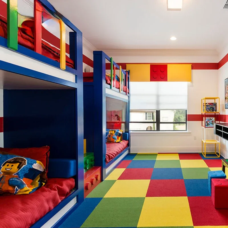 

Solid Wood Frame up and down Children's Bed Staggered Four-Bed Building Blocks Shape Height-Adjustable Bed Bunk Bed
