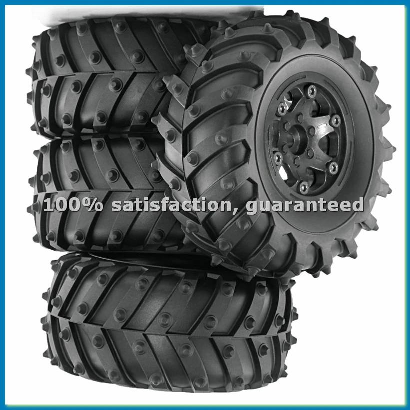 4개 128mm 1/10-비드락 휠 림 고무 타이어 세트 (1/10 RC 크롤러 자동차 TRX4 D90 D110 Axial SCX10 블랙-ABVK 용)