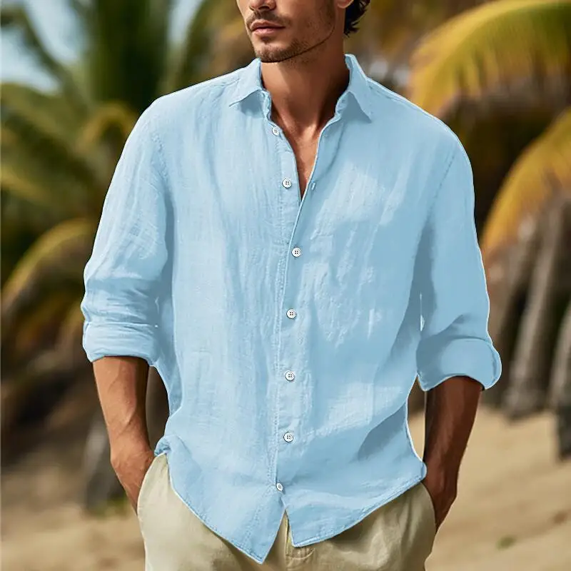 Men's Independent Station Four Seasons Large Size Loose Patchwork Shirt Casual Solid Color Daily Clothing Beach Dinner Cardigan 1