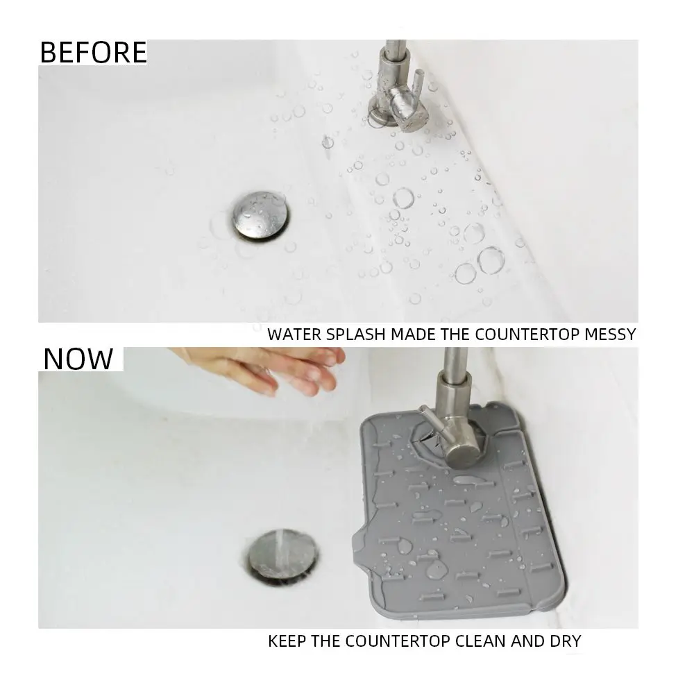 Description Picture 5 of itemSilicone Faucet Splash-proof Water Pad Drain Tray Waterproof Pad Sink Storage Drying Pad Slope Don't Store Water