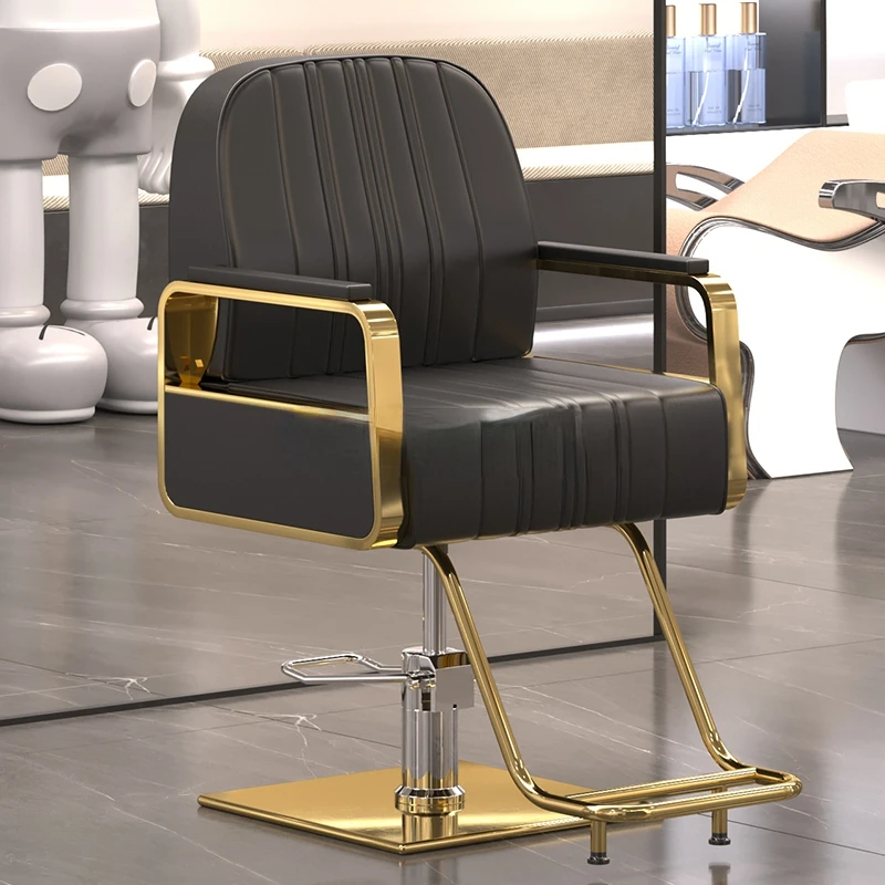 Golden Hairdressing Chairs Stylist Ergonomic Luxury Rotating Barber Chairs Professional Coiffeur Stuhl Salon Furniture MQ50BC