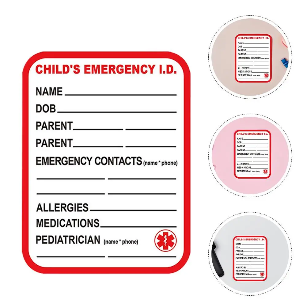 10 Pcs 의료 정보 태그 경고 스티커 학생 드라이버 의류 라벨 요양원 어린이