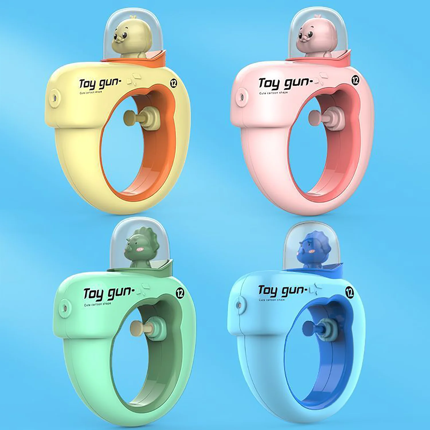 Divertimento Per Bambini Cartoon Press Type Circle Dinosaur Water Gun Little Yellow Duck Water Battle Water Playing Toy