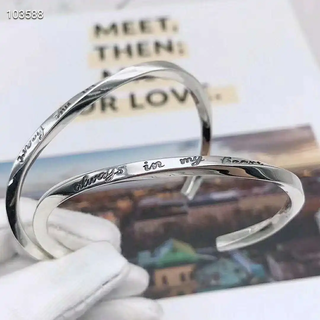 

Japanese and Korean Creative Versatile Mobius Ring Bracelet for Men and Women with Simple Opening Silver Bracelet 925 Pure Silve