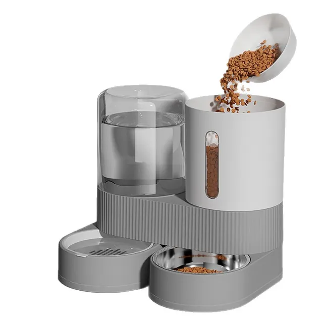 Automatic Pet Feeder and Waterer 2 in 1, Large Capacity Dry Wet Food Separate Dispenser with Timer, Smart Cat Bowl 5