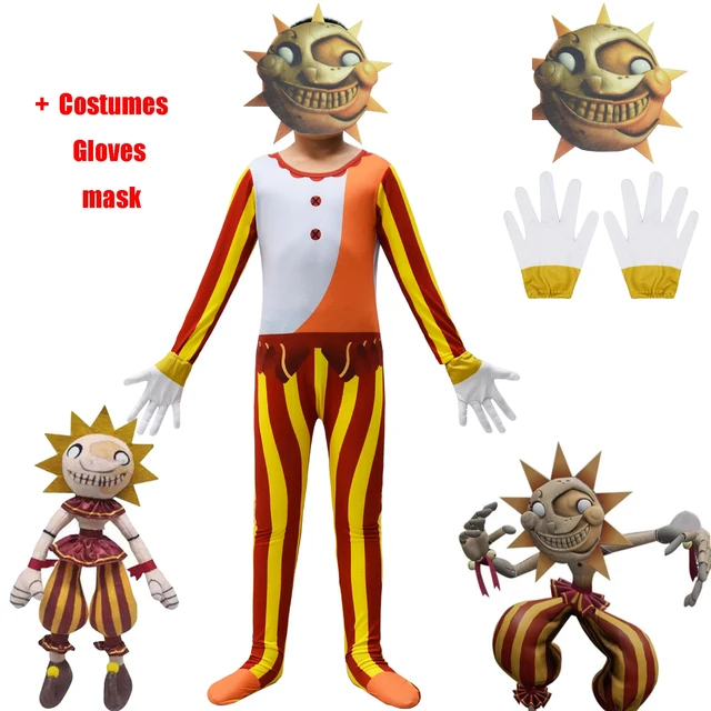 Kids Moondrop Sundrop FNAF Cosplay Costume Cartoon Sun Moon Clown Halloween  Costume 