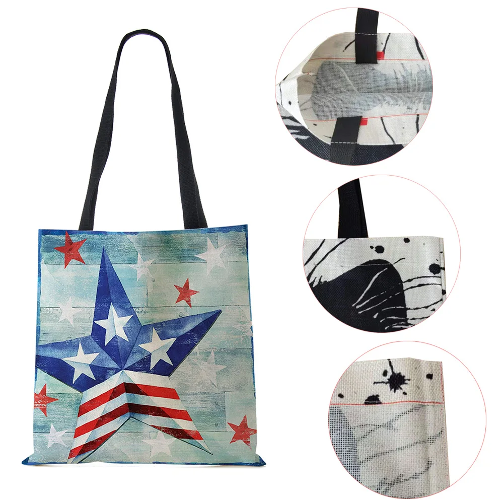 USA Independence Day Print Tote Shoulder Bag For Women Shopping Reusable Bags Large Travel School Beach Bags