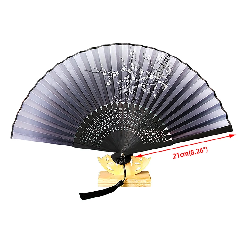 Vintage Chinese Style Folding Fan bamboo hand fan Wooden Shank Classical Dance Fan Tassel Elegent Female Home Decor folding fan hand fan wooden hand fan