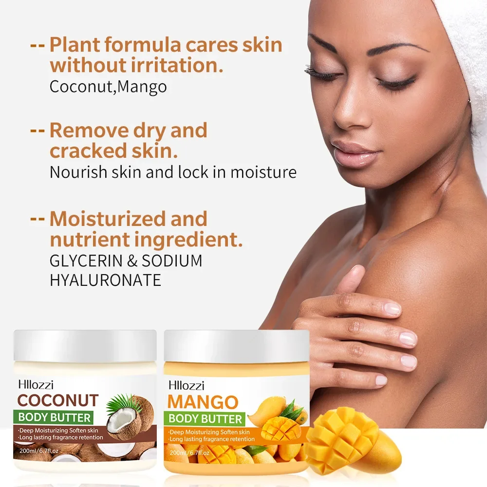 200ml High Moisturizing Body Butter Cream Coconut Mango Flavor Body Cream Moisturizing and Nourishing Body Repair Cream 2