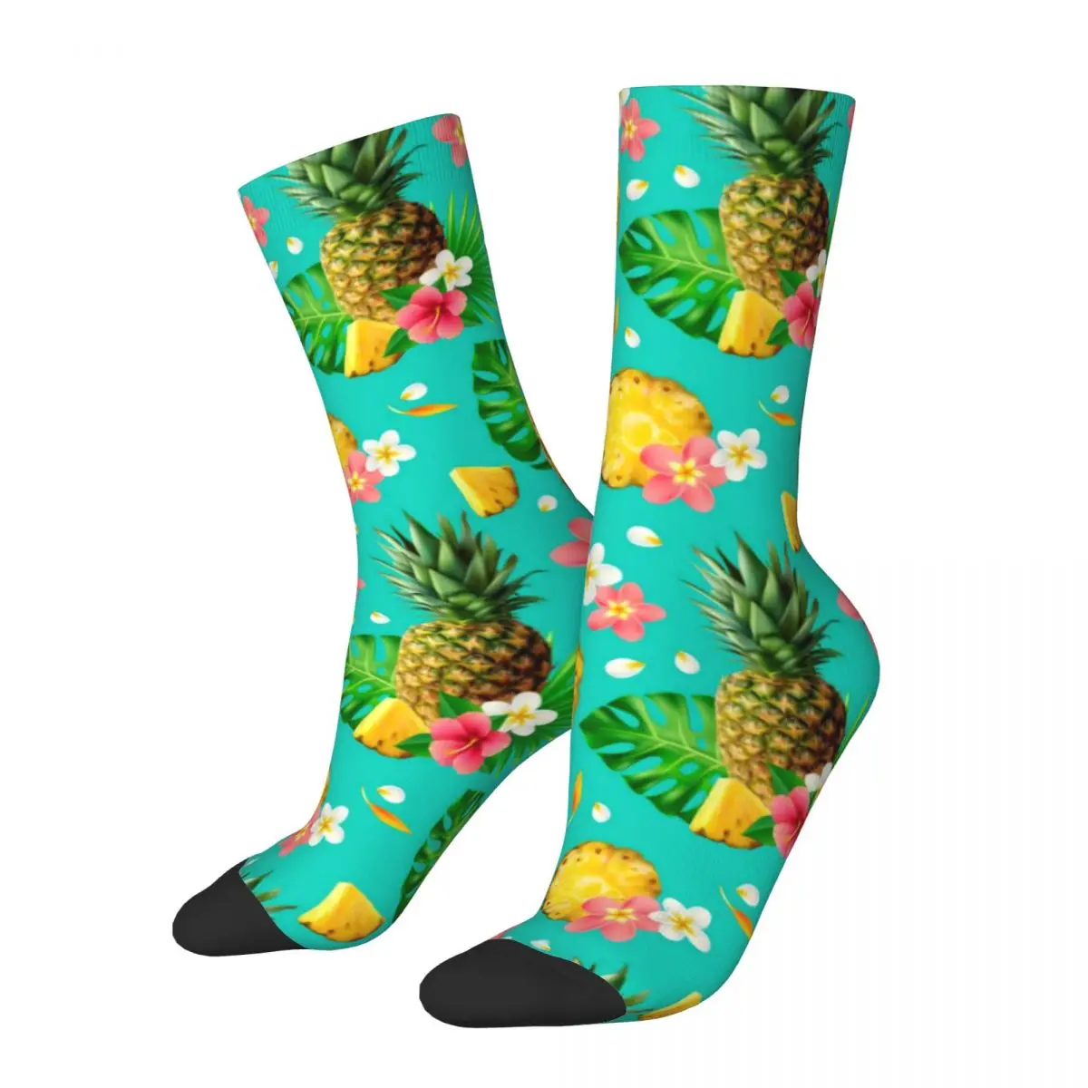 

Holiday Pineapple Socks Winter Pink Floral Print Stockings Harajuku Women Men Breathable Socks Design Running Non Skid Socks