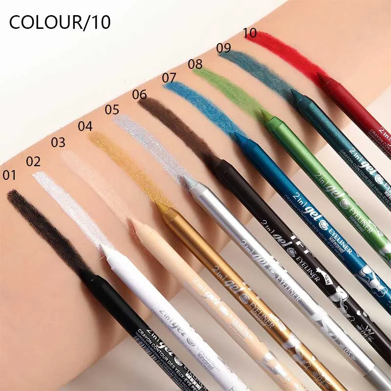 New 10 Colors Eyeliner Gel Pen Silky Golden White Brown Red Quick Dry