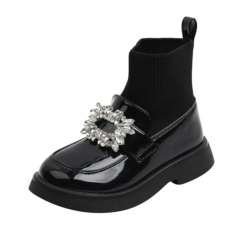 여아용 프린세스 부츠, 아동용 가죽 신발, 부드러운 밑창, 다목적 블랙 숏 부츠, 가을 겨울 패션, 신상