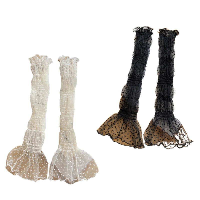 

Элегантные эластичные перчатки с рюшами на манжетах, свадебные кружевные нежные перчатки длиной до локтя
