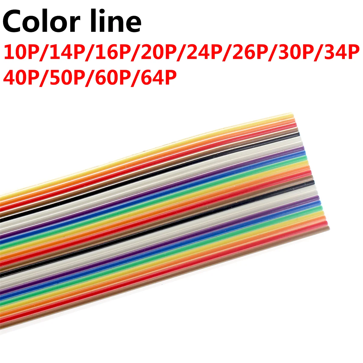 2Meter 10P 12P 14P 16P 20P 34P 40P 60P 64P  PITCH Color Flat Ribbon Cable Rainbow DuPont Wire for FC Dupont Connector